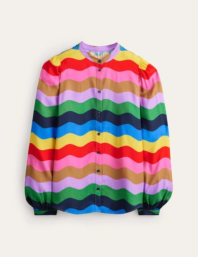 Boden Blouson Sleeve Blouse Multi, Rainbow Wave Women