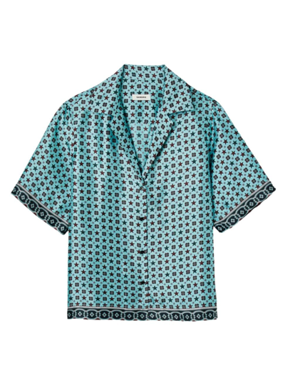 Sandro Women's Printed Shirt In Turquoise