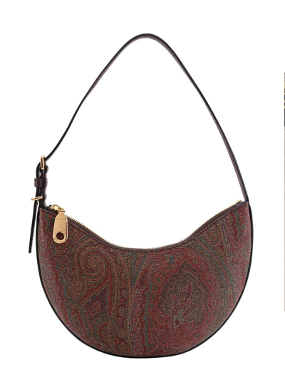 Etro Paisley Printed Small  Essential Hobo Bag In Brown