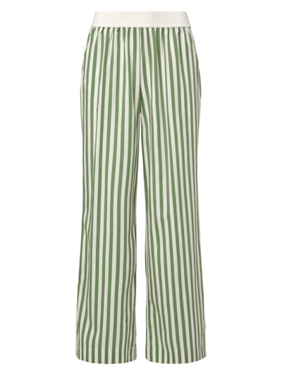 Weworewhat Women's Striped Wide-leg Pajama Pants In White,green