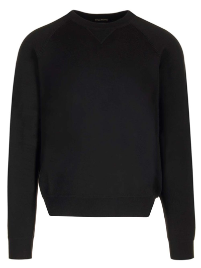 Tom Ford Garment-dyed Crew-neck Sweatshirt In Black