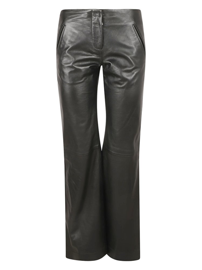 Alberta Ferretti Slim Fit Leather Trousers In Black