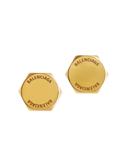 Balenciaga Women's Garage Double Screw Earrings In Antique Gold