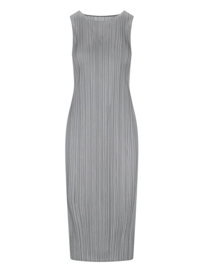 Issey Miyake Pleats Please By  Pleated Sleeveless Dress In Grey