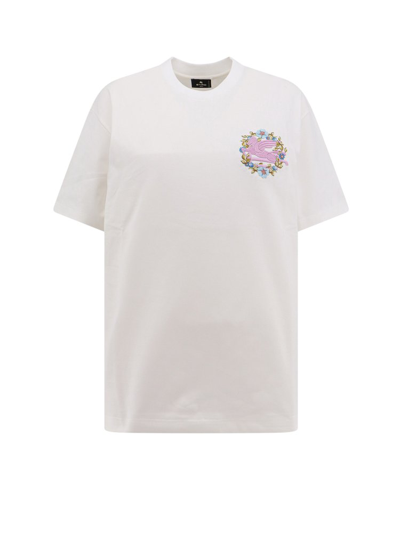 Etro Logo Embroidered Oversized T In White