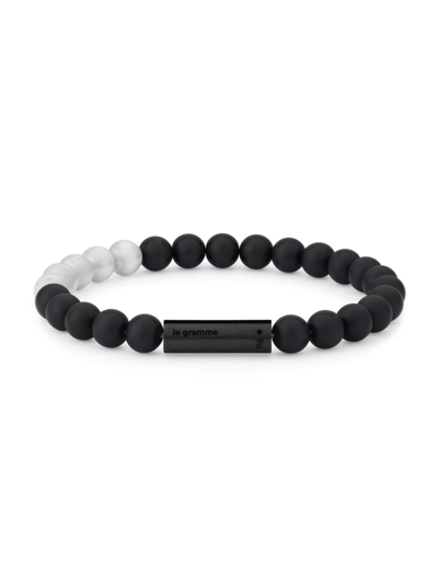 LE GRAMME MEN'S 31G BRUSHED BLACK CERAMIC, STAINLESS STEEL, & TITANIUM BEADED BRACELET