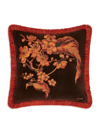 Etro Peach Embroidered Cushion In Brown