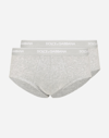 Dolce & Gabbana Stretch Cotton Brando Briefs Two-pack In Grey