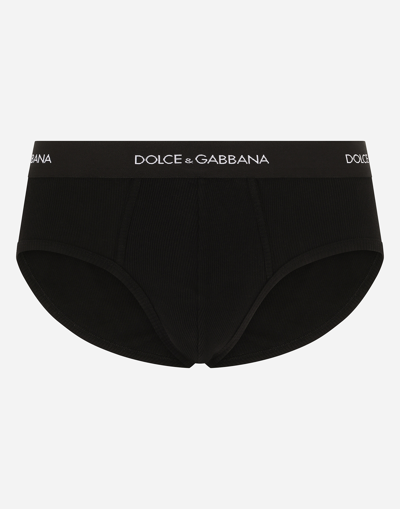 Dolce & Gabbana Fine-rib Cotton Brando Briefs In Black