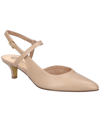 Bella Vita Kayce Womens Leather Kitten Heel Slingback Heels In Nude Leather