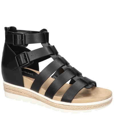 Easy Street Women's Simone Zip Wedge Sandals In Black