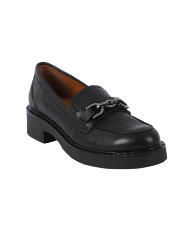 Gentle Souls Libby Suede Lug Bit Loafer In Black