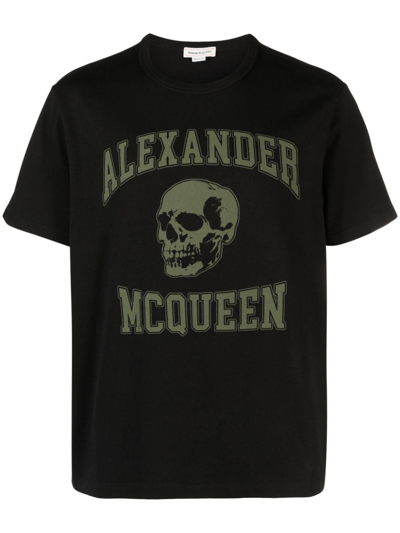 Alexander Mcqueen Logo Organic Cotton T-shirt In Black