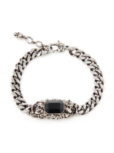 Alexander Mcqueen Ivy Skull Chain Bracelet In Silver