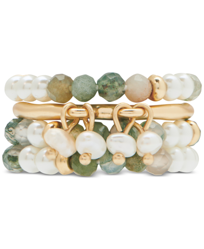 Lucky Brand Gold-tone Beaded Ring Stack