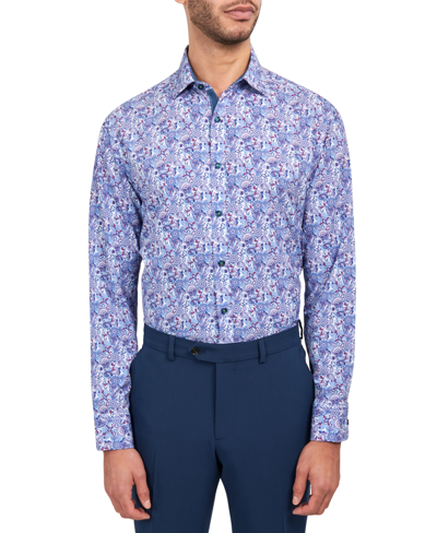 Society Of Threads Men's Regular-fit Paisley Performance Dress Shirt In Blue