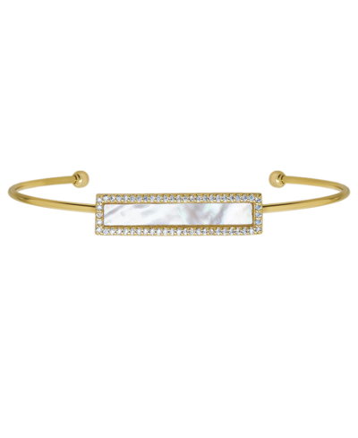 Macy's Simulated Mother Of Pearl And Cubic Zirconia Bangle In Gold