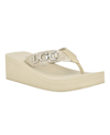 Guess Edany Platform Wedge Flip Flop In Taupe