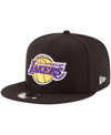 New Era Black Los Angeles Lakers Official Team Color 9fifty Adjustable Snapback Hat In Black