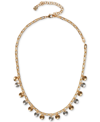 LUCKY BRAND TWO-TONE CHARM CHAIN NECKLACE, 16" + 3" EXTENDER