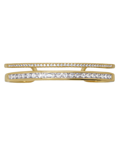 Macy's Cubic Zirconia Double Row Bangle Bracelet In Gold