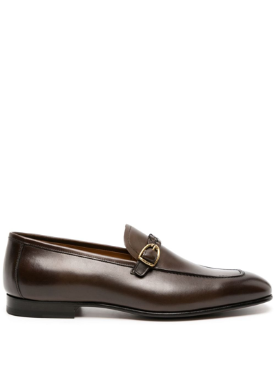 TOM FORD BROWN MARTIN LEATHER LOAFERS