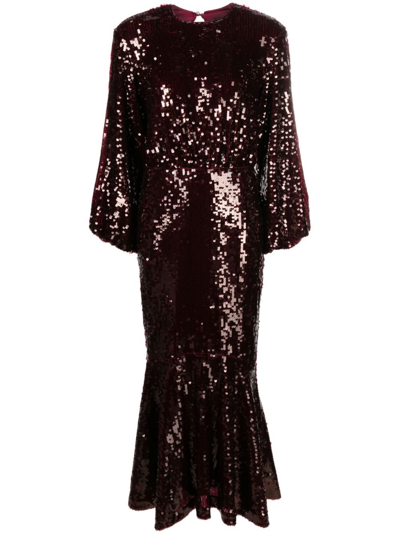 Rotate Birger Christensen Sequined Maxi Dress In Red