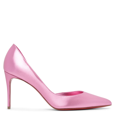 Christian Louboutin Iriza Metallic Half-d'orsay Red Sole Pumps In Leche