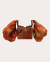 Andrea Iyamah Women's Omma Embellished Printed Organza Cropped Top In Orange