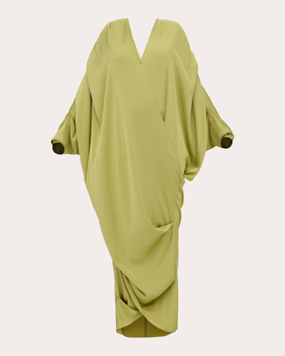 Andrea Iyamah Tibara Draped Maxi Dress In Lime Green