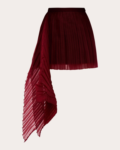 Andrea Iyamah Women's Ime Asymmetric Pleated Organza Mini Skirt In Wine