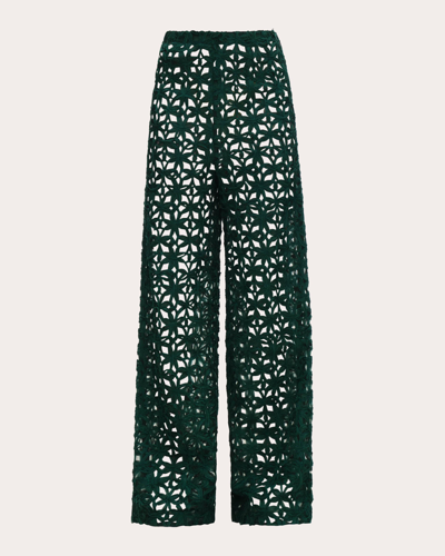 Andrea Iyamah Ndu Floral-lace Mesh Trousers In 绿色