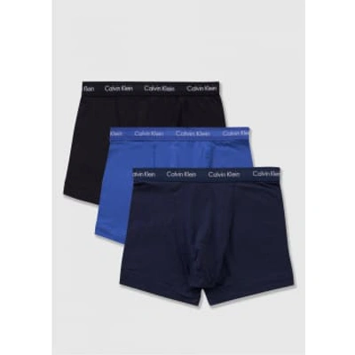 Calvin Klein Pack Of 3 Black And Blue Mens Trunks Underwear
