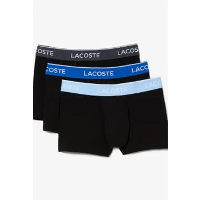 Lacoste Men's Pack Of 3 Casual Trunks With Contrasting Waistband In Black