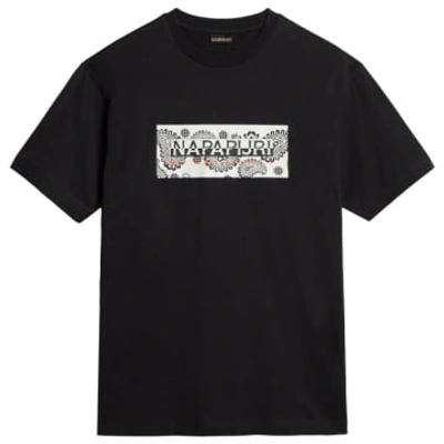 Napapijri Paisley Logo T-shirt In Black