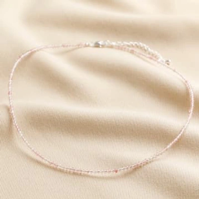 Lisa Angel Rose Quartz Beaded Necklace In White