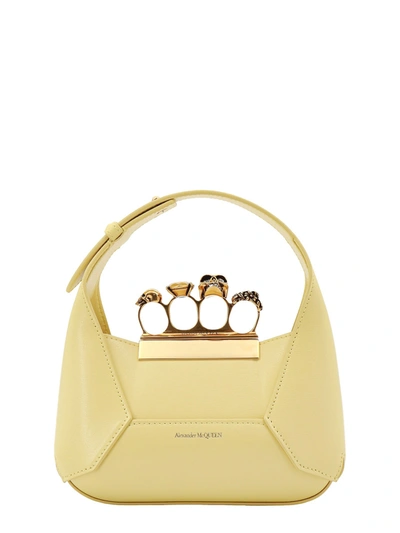 ALEXANDER MCQUEEN LEATHER HANDBAG WITH METAL RINGS AND SWAROVSKI
