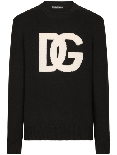 Dolce & Gabbana Wool Logo Sweater In Black