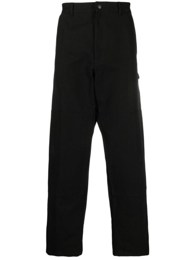 Moncler Logo-embroidered Cotton Track Trousers In Black