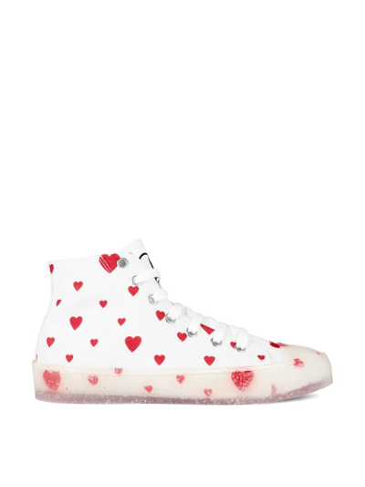 Moschino Heart Logo High-top Sneakers In White