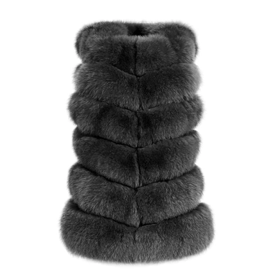Wanan Touch Roxanne Dark Grey Fox Fur Vest In Gray