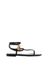 Tom Ford Black Shiny Leather Padlock Thong Sandals