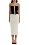 House Of Cb Jaina Strapless Dress In Black Camel