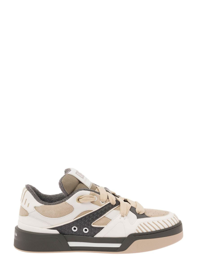 Dolce & Gabbana Mixed-material New Roma Sneakers In White