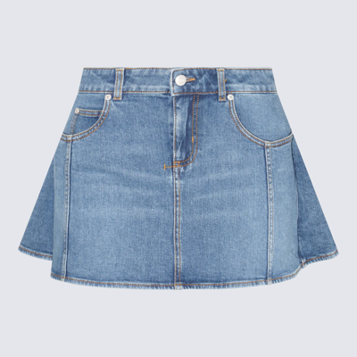 ALEXANDER MCQUEEN ALEXANDER MCQUEEN BLUE COTTON BLEND DENIM SKIRT