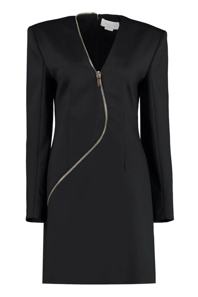 Genny Decorative-zip Long-sleeve Minidress In Black