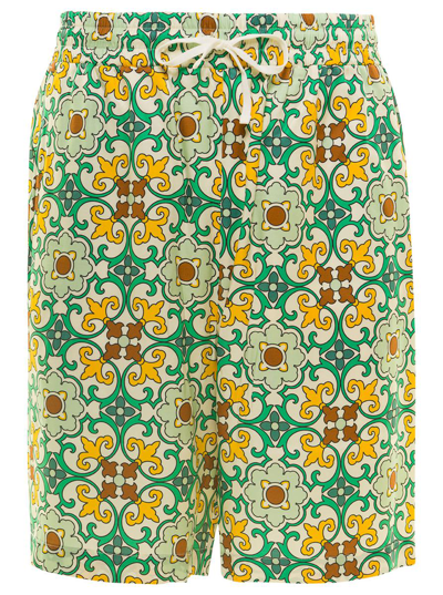 DRÔLE DE MONSIEUR MULTICOLOR SHORTS FAÏENCE WITH GRAPHIC PRINT ALL-OVER IN VISCOSE MAN