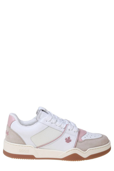 Dsquared2 Patch Embroidered Spiker Sneakers In White