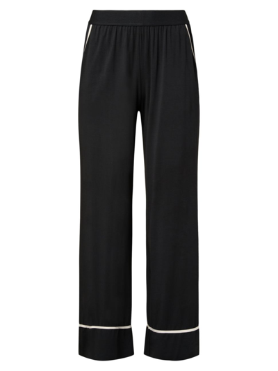 Weworewhat Women's Piped Wide-leg Pajama Pants In Black Ivory