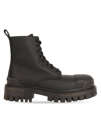 Balenciaga Strike Leather Boots In Black